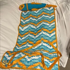 Banana Boat nap/beach mat with character fish Glynis Fish pillow. Blue& orange